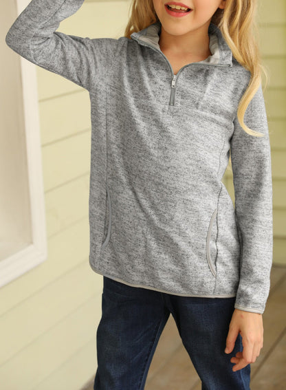 Kids Quarter-Zip Collar Sweatshirt with Kangaroo Pocket - DunbiBeauty, LLC