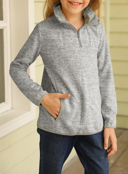 Kids Quarter-Zip Collar Sweatshirt with Kangaroo Pocket - DunbiBeauty, LLC