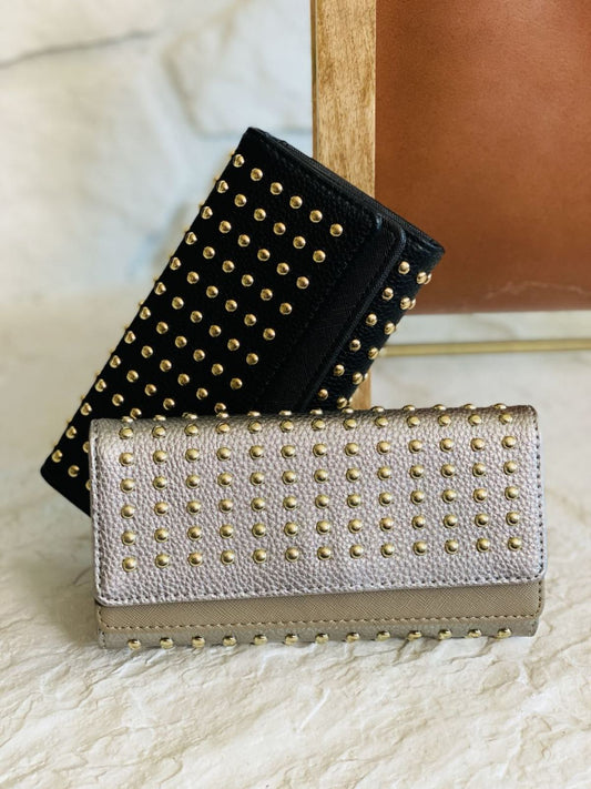 Kiss Me Jane Studded Faux Leather Wallet - DunbiBeauty, LLC