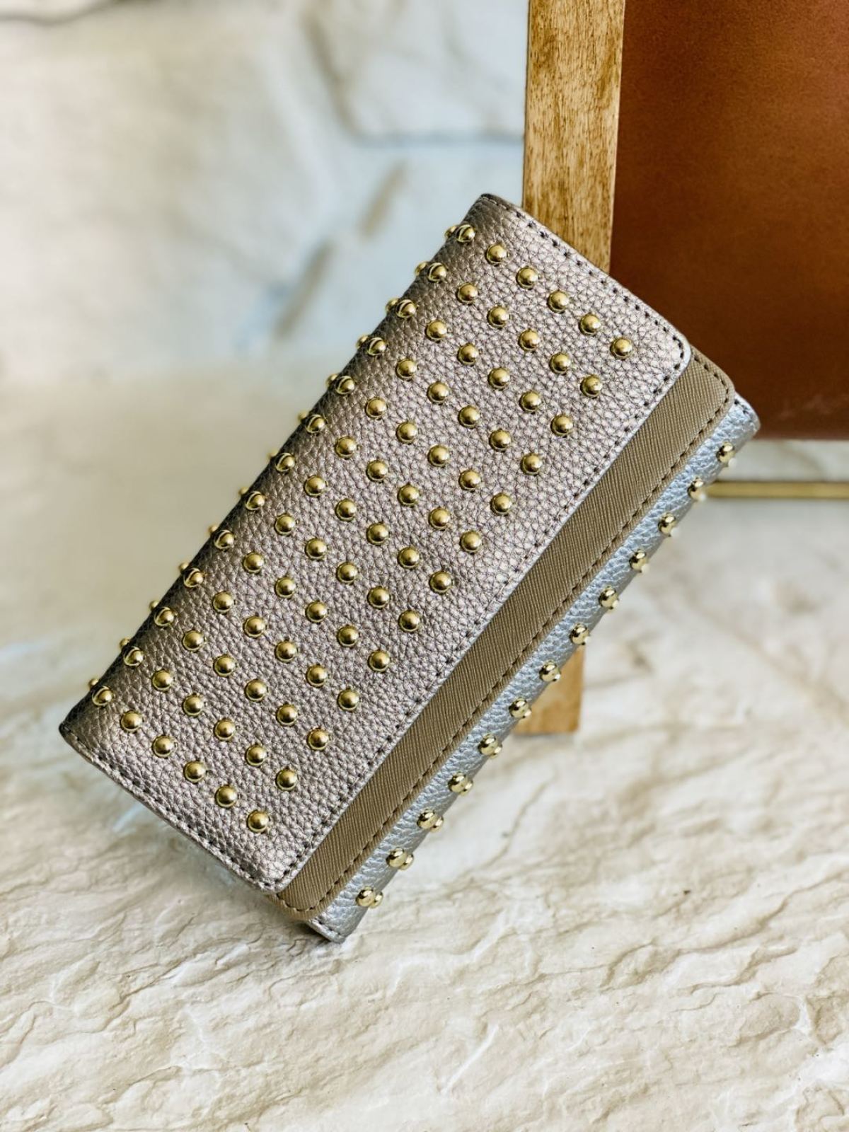 Kiss Me Jane Studded Faux Leather Wallet - DunbiBeauty, LLC