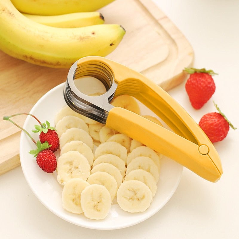 Kitchen Accessories Banana Slicer Fruit Vegetable Sausage Slicer Stainless Steel Banana Cutter Salad Sundaes Tools Cooking Tools - DunbiBeauty, LLC