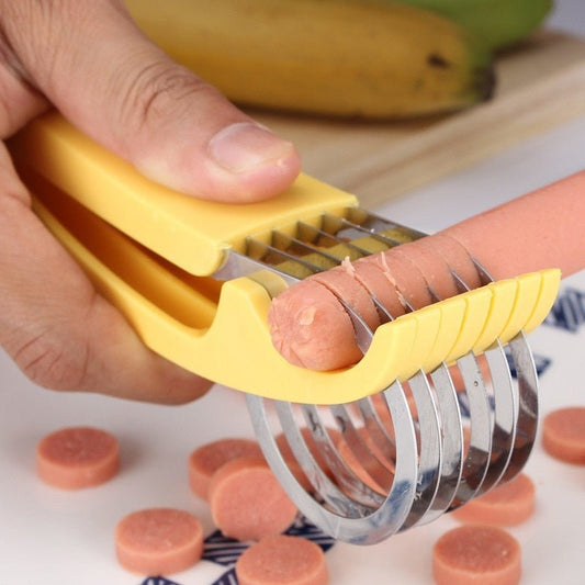 Kitchen Accessories Banana Slicer Fruit Vegetable Sausage Slicer Stainless Steel Banana Cutter Salad Sundaes Tools Cooking Tools - DunbiBeauty, LLC