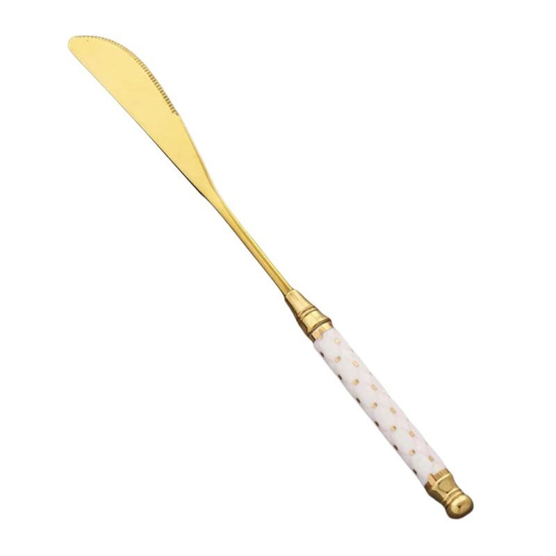 Kitchen Dessert Spoon Stainless Steel Coffee Milk Spoon With Ceramic Long Handle Spoon Gold-plated Dessert Spoon - DunbiBeauty, LLC