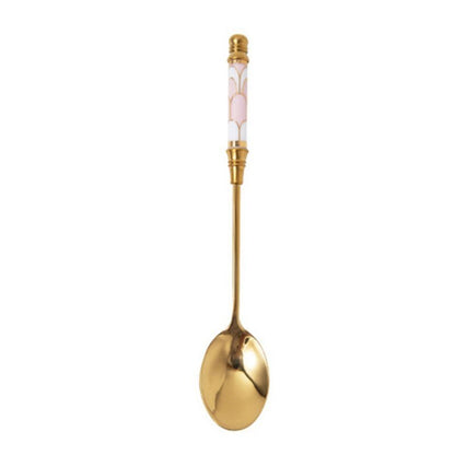 Kitchen Dessert Spoon Stainless Steel Coffee Milk Spoon With Ceramic Long Handle Spoon Gold-plated Dessert Spoon - DunbiBeauty, LLC