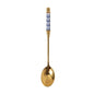 Kitchen Dessert Spoon Stainless Steel Coffee Milk Spoon With Ceramic Long Handle Spoon Gold-plated Dessert Spoon - DunbiBeauty, LLC