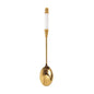 Kitchen Dessert Spoon Stainless Steel Coffee Milk Spoon With Ceramic Long Handle Spoon Gold-plated Dessert Spoon - DunbiBeauty, LLC