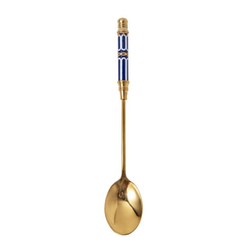 Kitchen Dessert Spoon Stainless Steel Coffee Milk Spoon With Ceramic Long Handle Spoon Gold-plated Dessert Spoon - DunbiBeauty, LLC