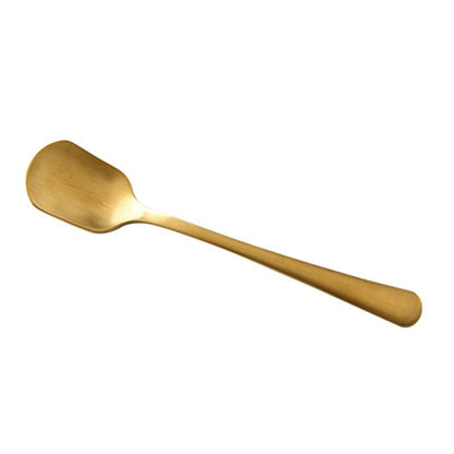 Kitchen Dessert Spoon Stainless Steel Coffee Milk Spoon With Ceramic Long Handle Spoon Gold-plated Dessert Spoon - DunbiBeauty, LLC