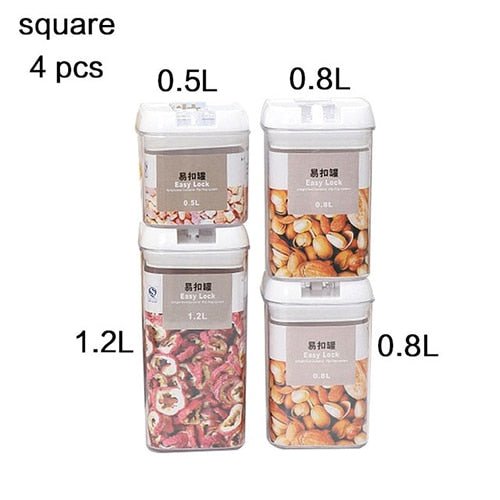 Kitchen Food Storage Container Box Plastic Candy Box Fruit Basket Grain Transparent Sealed Cans Multi-Capacity Kitchen Supplies - DunbiBeauty, LLC