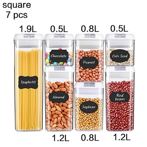 Kitchen Food Storage Container Box Plastic Candy Box Fruit Basket Grain Transparent Sealed Cans Multi-Capacity Kitchen Supplies - DunbiBeauty, LLC