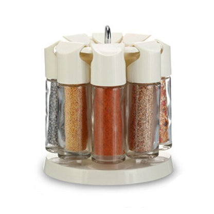 Kitchen Jars For Spices Rotating Glass Cruet Seasoning Jar Set BBQ Pepper Salt Shakers Paprika Bottle Kitchen Storage Rack Jar - DunbiBeauty, LLC