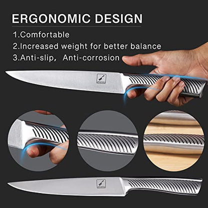 Kitchen Knife Set with Block, imarku 14-Piece High Carbon Stainless Steel Knife Set, Dishwasher Safe Kitchen Knives, Chef Knife Set with Built-in Sharpener, Ergonomic Handle - DunbiBeauty, LLC