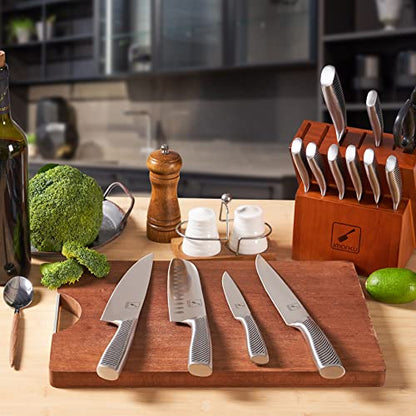 Kitchen Knife Set with Block, imarku 14-Piece High Carbon Stainless Steel Knife Set, Dishwasher Safe Kitchen Knives, Chef Knife Set with Built-in Sharpener, Ergonomic Handle - DunbiBeauty, LLC