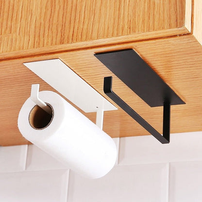 Kitchen Self-Adhesive Roll Rack Paper Towel Holder Tissue Hanger Rack Nail-Free Cabinet Shelf Sundries Accessories - DunbiBeauty, LLC