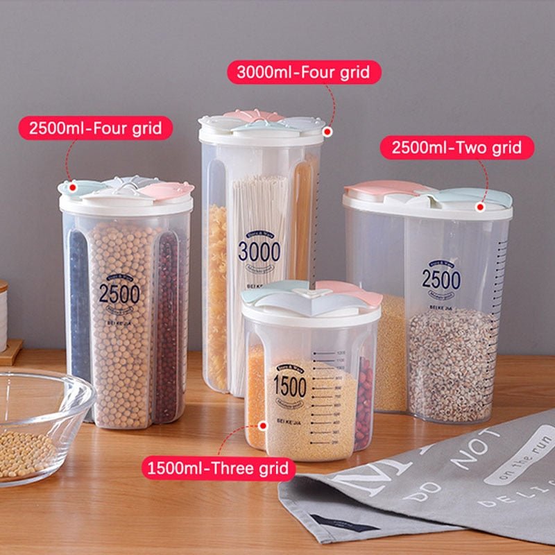 Kitchen Storage Tank Food Sealed Box Transparent Plastic Moisture-Proof Household Grain Fresh-Keeping Container with Lid - DunbiBeauty, LLC