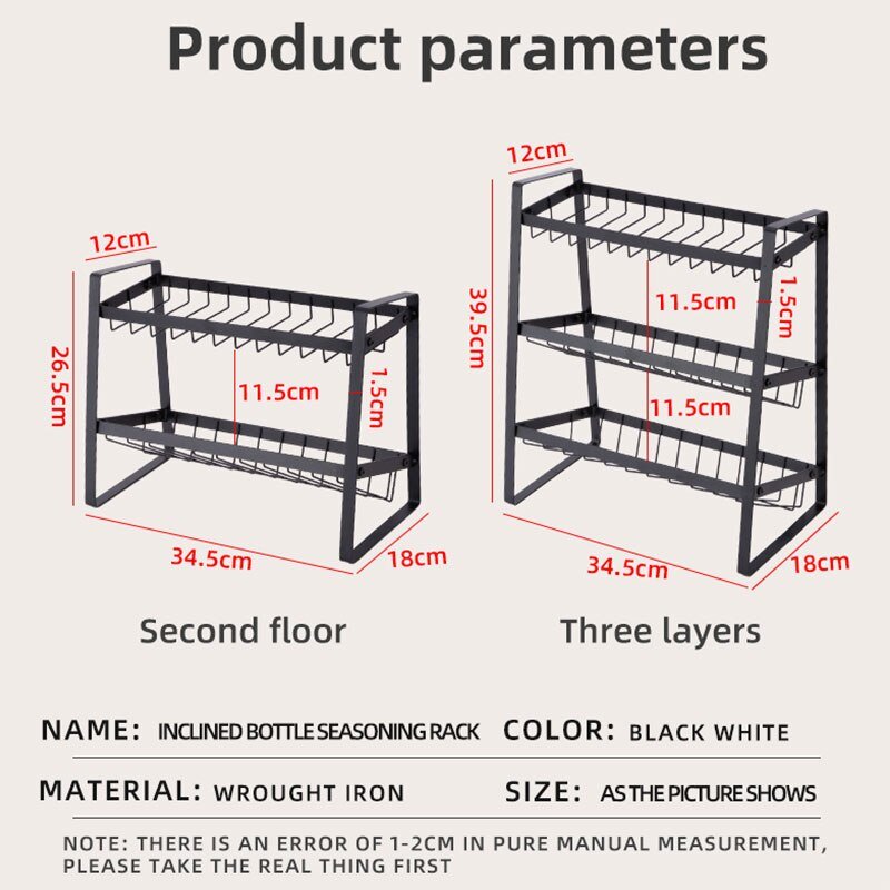 Kitchen Three Layer Metal Spice Storage Rack Spice Sauce Bottle Storage Large Capacity Multi-function Shelf Kitchens Supplies - DunbiBeauty, LLC