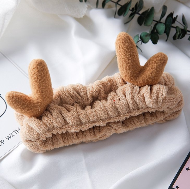 Korean version of cute selling antlers wash face with Japanese soft plush Christmas moose headband hair band hair accessories - DunbiBeauty, LLC