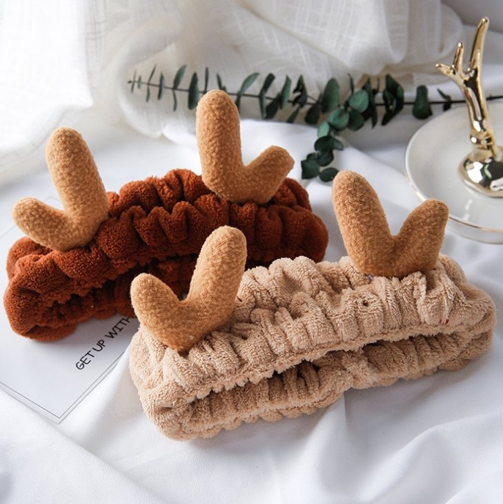 Korean version of cute selling antlers wash face with Japanese soft plush Christmas moose headband hair band hair accessories - DunbiBeauty, LLC