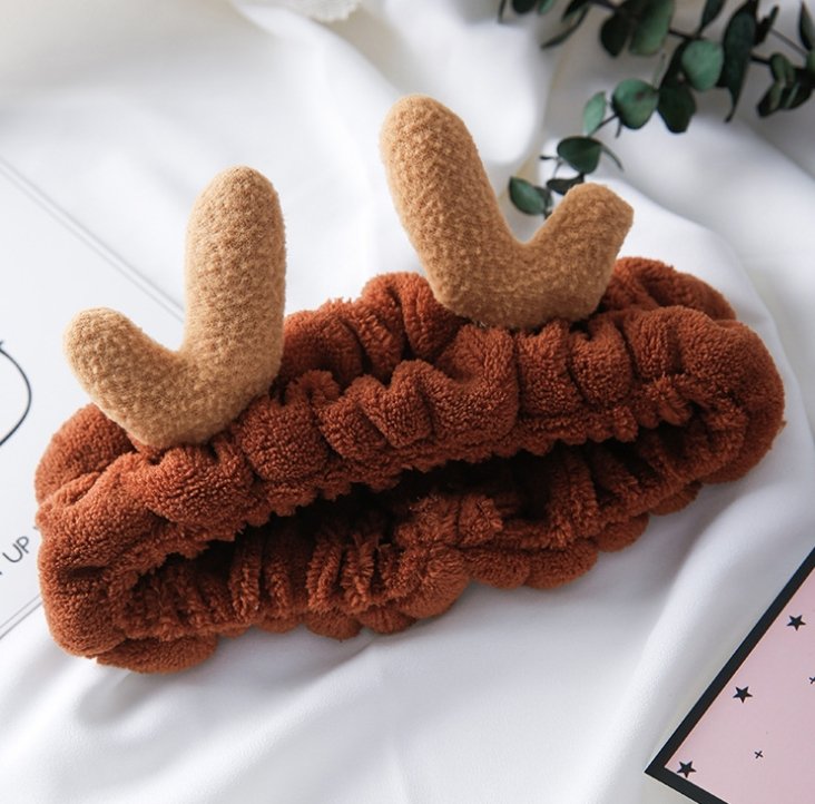 Korean version of cute selling antlers wash face with Japanese soft plush Christmas moose headband hair band hair accessories - DunbiBeauty, LLC