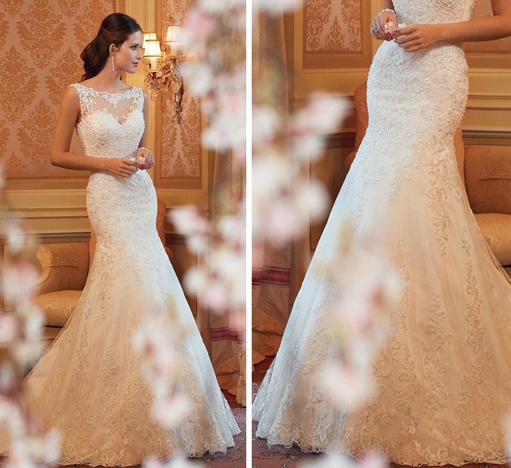 Lace Fish Tail Wedding Dress - DunbiBeauty, LLC