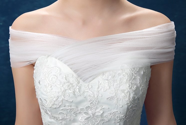 Lace Shoulder Fishtail Wedding Gown - DunbiBeauty, LLC