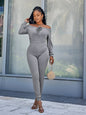 Lace-Up Off-Shoulder Long Sleeve Jumpsuit - DunbiBeauty, LLC