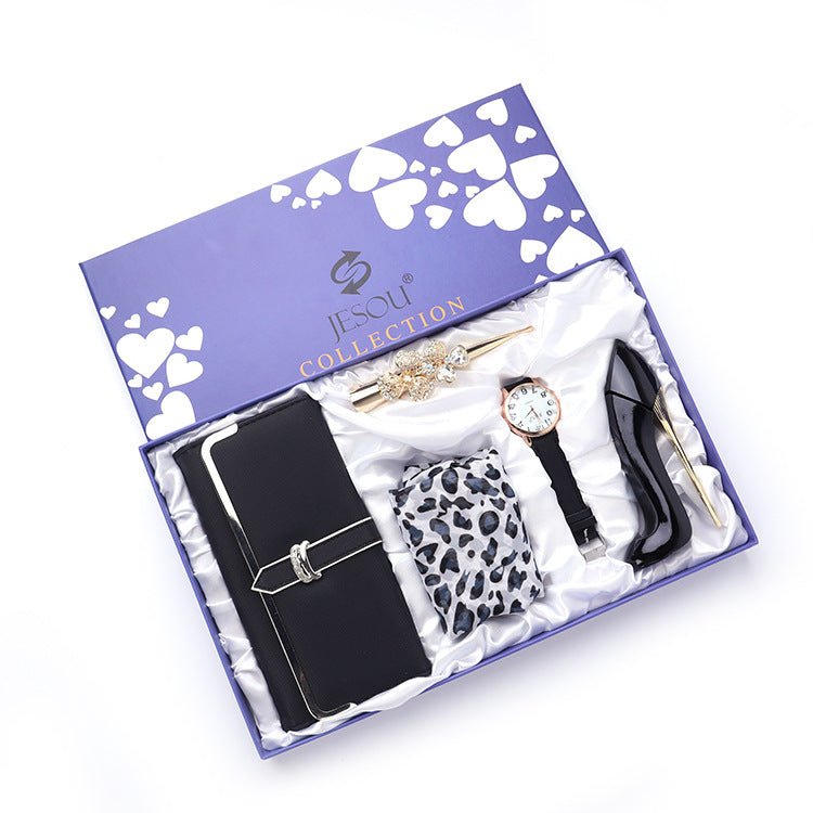 Ladie's Ultimate Gift Set with Wallet, Perfume, Silk Scarf and Hair Pin - DunbiBeauty, LLC