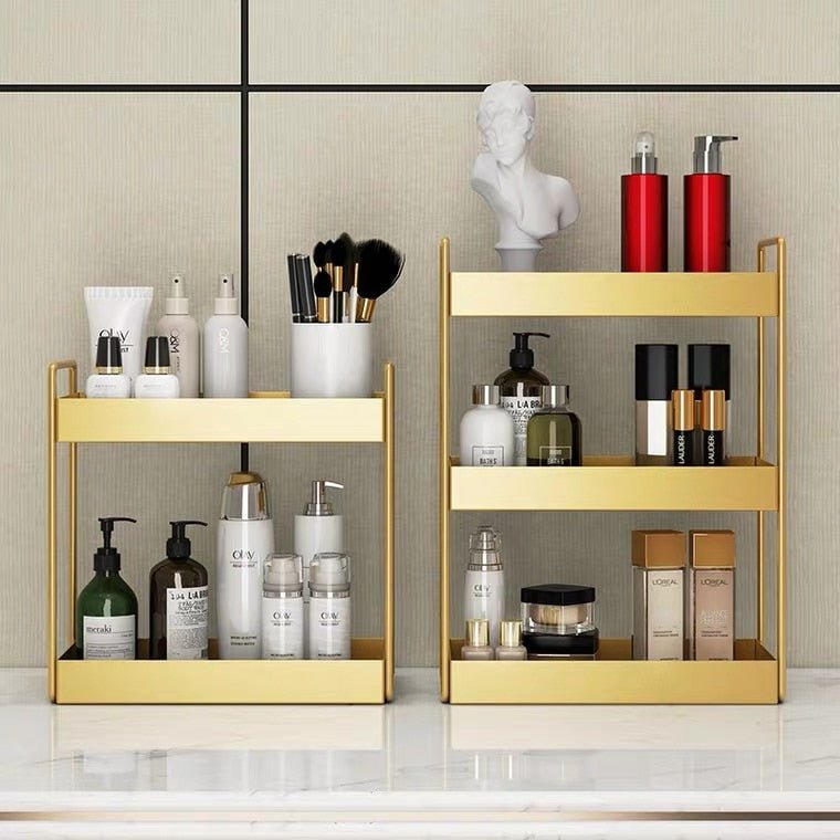 Large Capacity Double Layers Sundries Storage Rack Cosmetic Organizer Box Perfume Display Shelf Kitchen Bathroom Jewelry Stand - DunbiBeauty, LLC