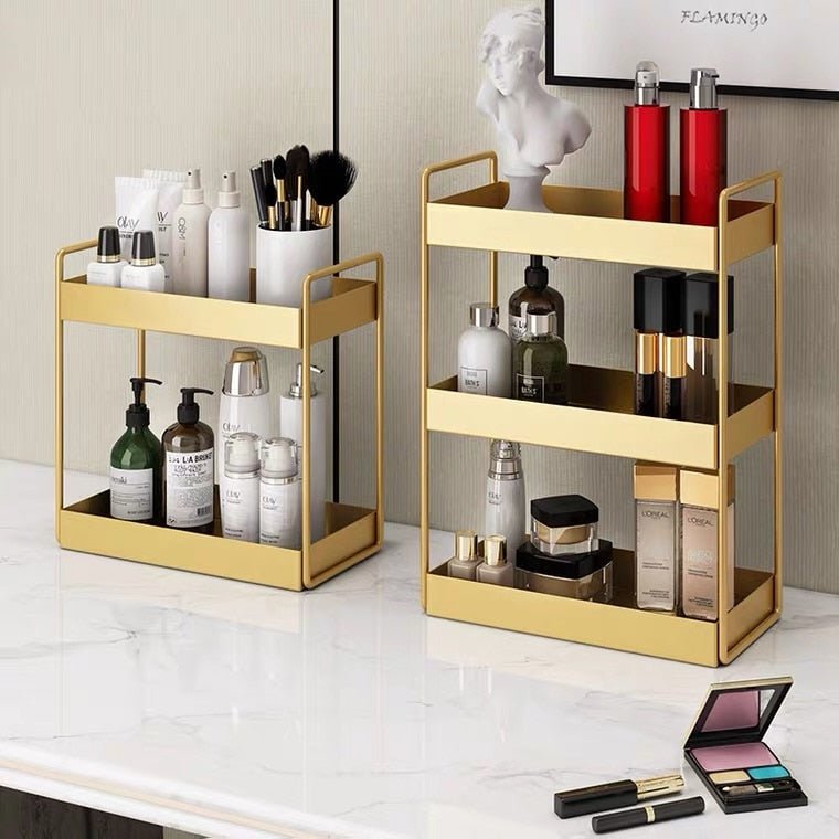 Large Capacity Double Layers Sundries Storage Rack Cosmetic Organizer Box Perfume Display Shelf Kitchen Bathroom Jewelry Stand - DunbiBeauty, LLC