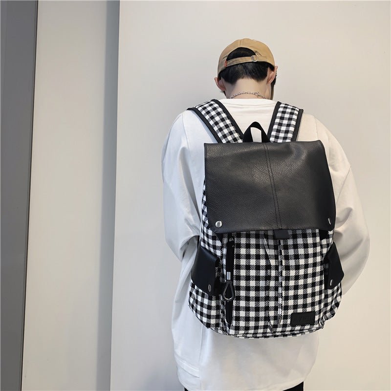 Large Capacity Plaid Backpack - DunbiBeauty, LLC