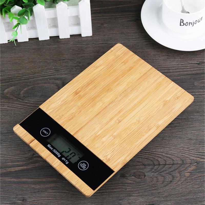 LCD Electronic Scales Bamboo Digital Multi-function Food Kitchen Scale LED Display Electric Kitchen Weighing Food Scale - DunbiBeauty, LLC