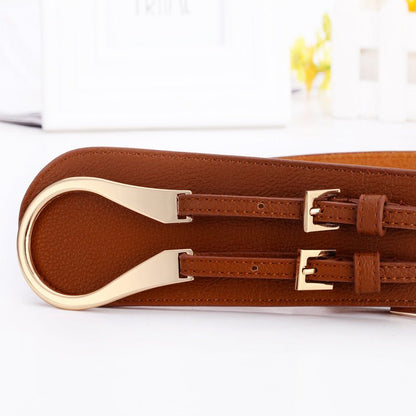 Leather Slant with Reverse Buckle Waist Belt - DunbiBeauty, LLC