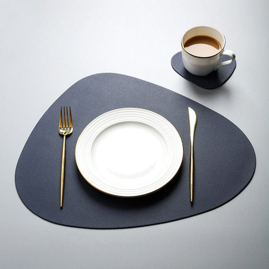 Leather Table Mats Tableware Pad Placemat Heat Insulation PU Bowl Coaster Kitchen Non-Slip - DunbiBeauty, LLC