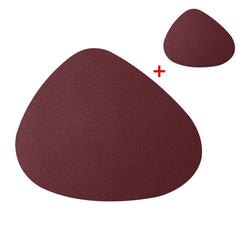 Leather Table Mats Tableware Pad Placemat Heat Insulation PU Bowl Coaster Kitchen Non-Slip - DunbiBeauty, LLC