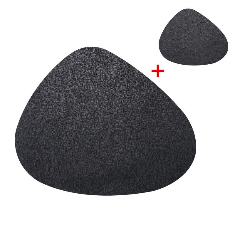 Leather Table Mats Tableware Pad Placemat Heat Insulation PU Bowl Coaster Kitchen Non-Slip - DunbiBeauty, LLC