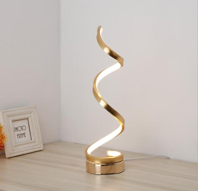 LED Spiral Table Lamp Curved Desk Bedside Lamp - DunbiBeauty, LLC