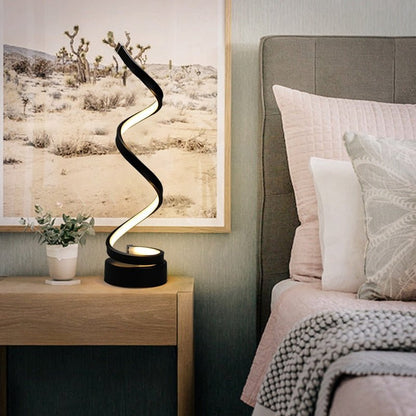 LED Spiral Table Lamp Curved Desk Bedside Lamp - DunbiBeauty, LLC