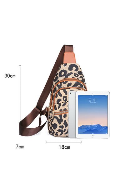 Leopard Leopard Print Multi-Zip Inclined Shoulder Bag - DunbiBeauty, LLC