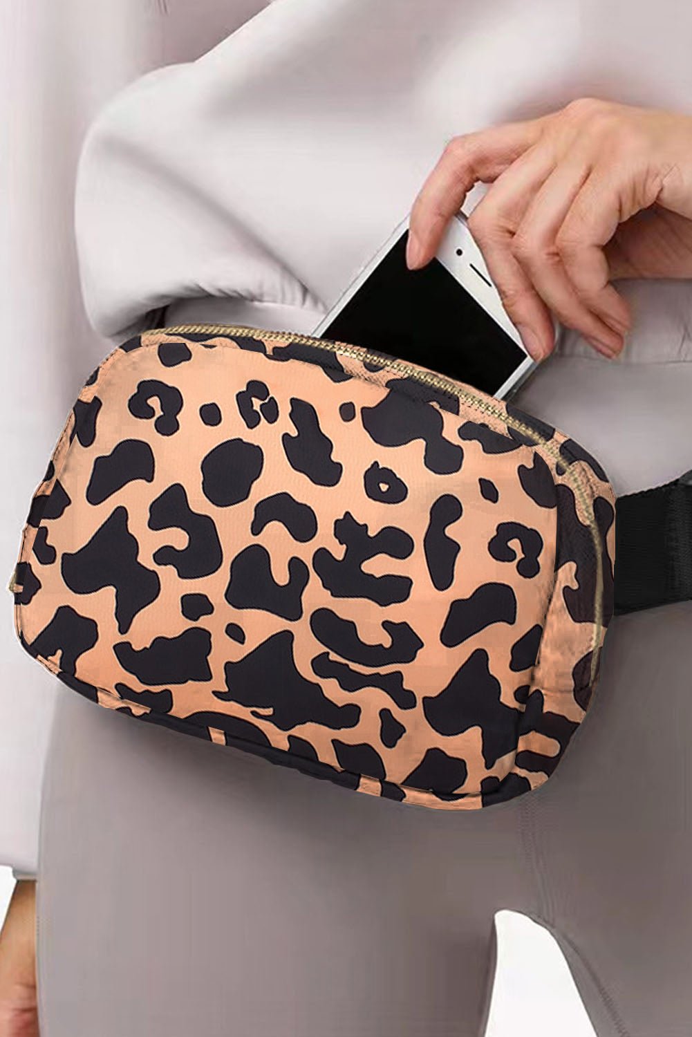 Leopard Print Buckle Canvas Waist Pack Belt Bag 20*5*14cm - DunbiBeauty, LLC