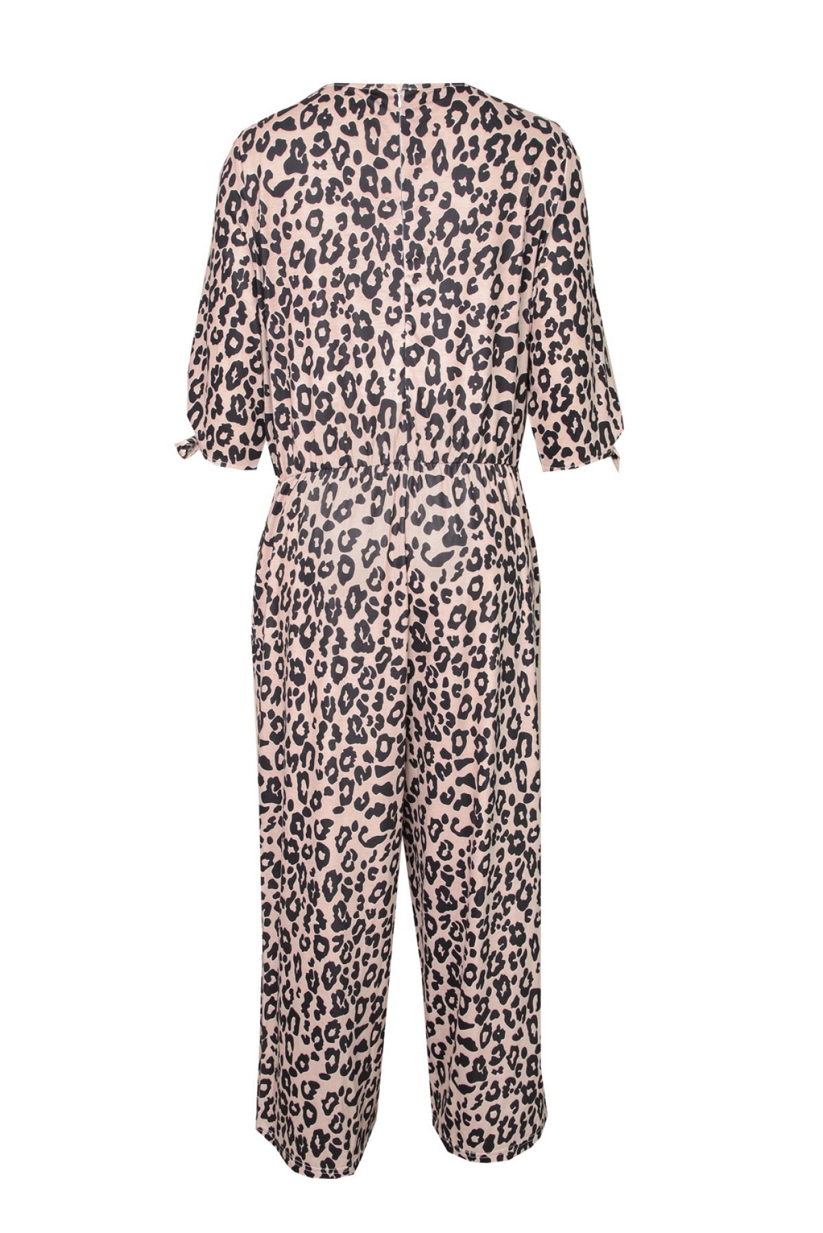 Leopard Print Cut-Out Half Sleeve Plus Size Jumpsuit - DunbiBeauty, LLC