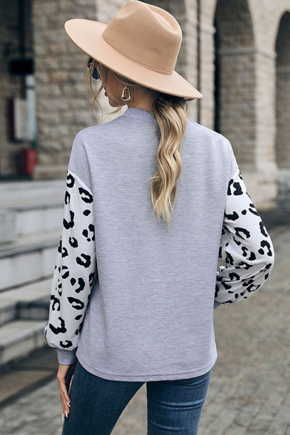 Leopard Print Cutout Long Sleeve Tee - DunbiBeauty, LLC