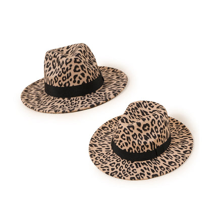 Leopard Print Jazz Fedora - DunbiBeauty, LLC