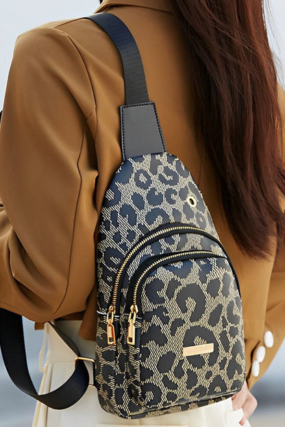 Leopard Print PU Leather Sling Bag - DunbiBeauty, LLC