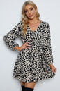 Leopard V-Neck Balloon Sleeve Dress - DunbiBeauty, LLC