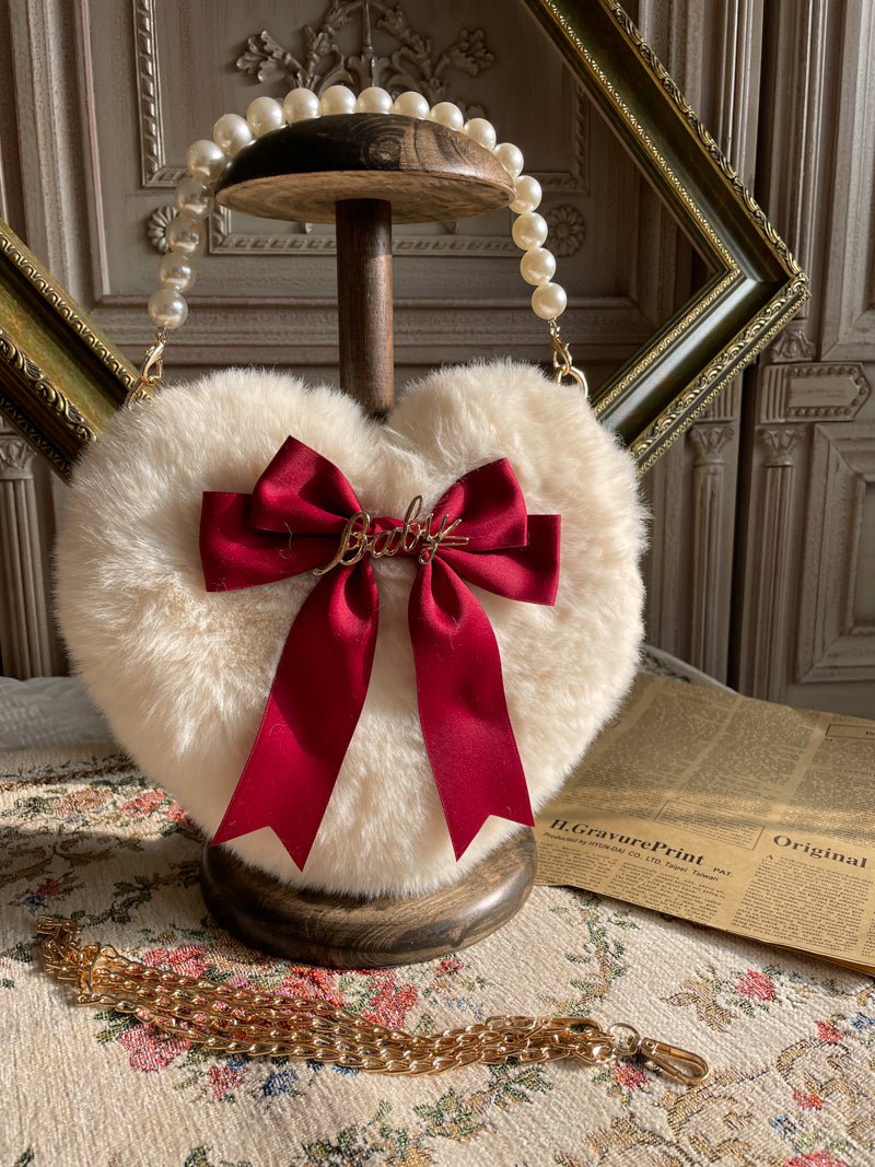 Lolita Heart Pearl Chain Plush Tote - DunbiBeauty, LLC