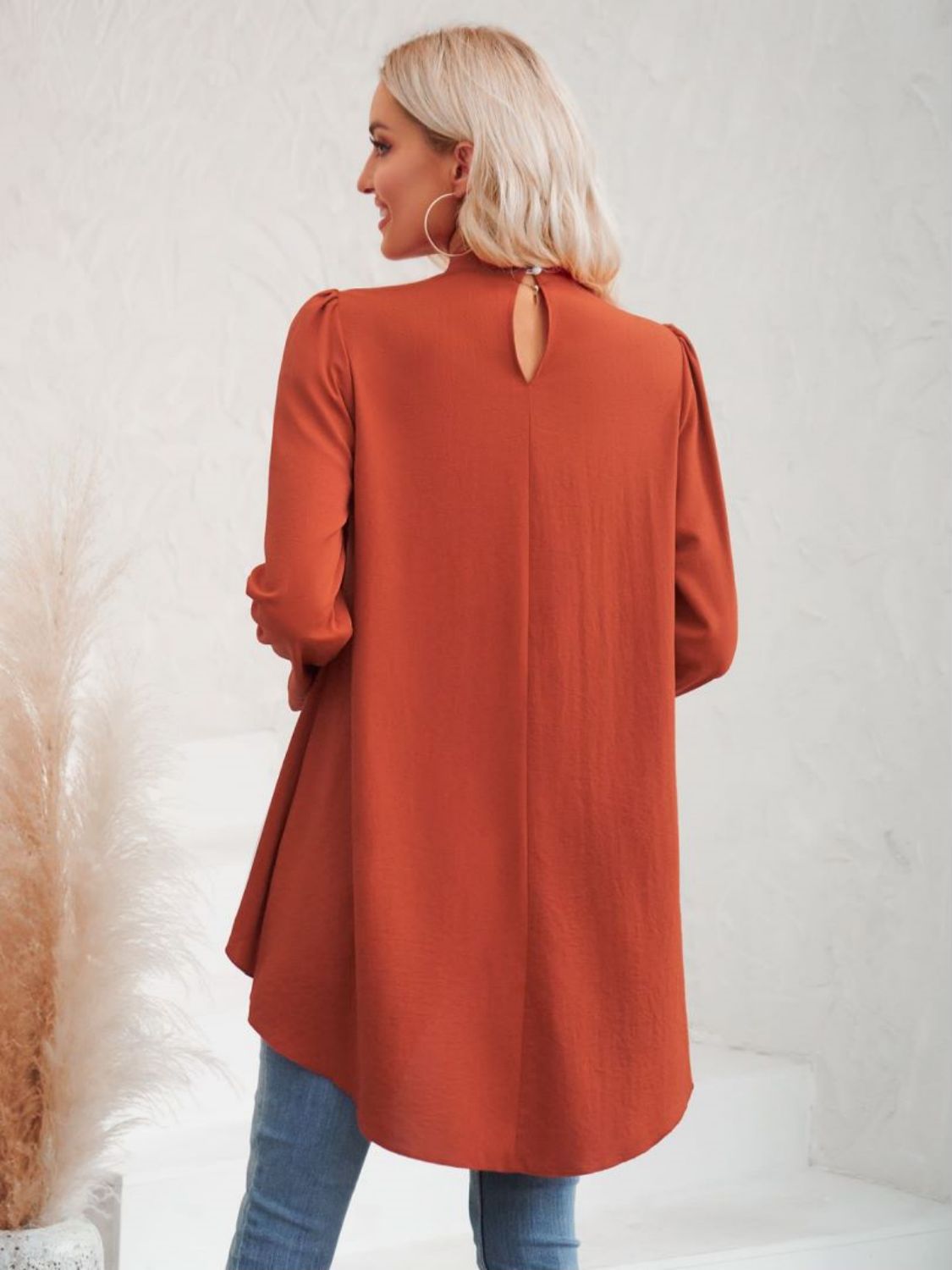 Long Puff Sleeve High-Low Blouse - DunbiBeauty, LLC