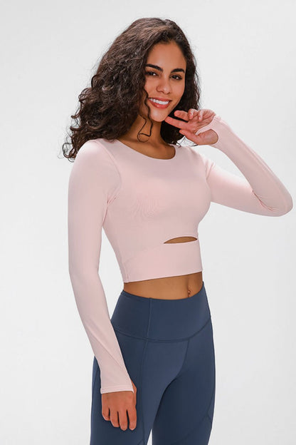 Long Sleeve Cropped Top With Sports Strap - DunbiBeauty, LLC