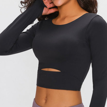 Long Sleeve Cropped Top With Sports Strap - DunbiBeauty, LLC