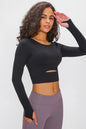 Long Sleeve Cropped Top With Sports Strap - DunbiBeauty, LLC