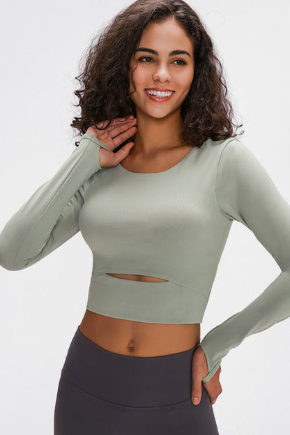 Long Sleeve Cropped Top With Sports Strap - DunbiBeauty, LLC